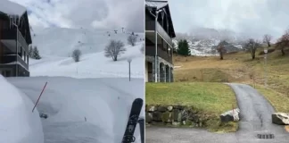 Vendpushimet evropiane të skive mbyllen për shkak të mungesës së borës (foto)