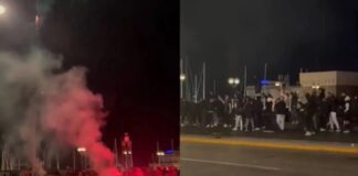 Tifozët e Napolit shqetësojnë Milanin, fishekzjarre dhe kore kundër Theos