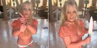 Video/ “Çmendet” Britney Spears, kërcen me dy thika në duar