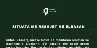 SITUATA ME RESHJET NË ELBASAN SHTABI I EMERGJENCAVE CIVILE NË GADISHMËRI