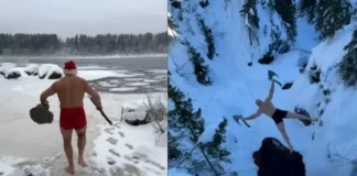 Video/ “I fundit i Vikingëve” sfidoi vdekjen! U hodh në një liqen të ngrirë nga 40 metra lartësi