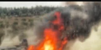 Belsh, makina del nga rruga e përfshihet nga zjarri, plagoset shoferi e vajza e tij