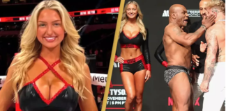 ‘Vajza joshëse e ringut’ në ndeshjen Mike Tyson vs. Jake Paul, merr qindra mijëra ndjekës pas boksit (fotot)