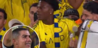 Video/ Momenti epik në stadium, Cristiano Ronaldo i tregon tifozit të tij numër 1 se si feston Al-Nassr