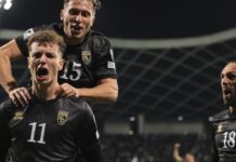 Tjetër mbrëmje historike për shqiptarët, Kosova mund Slloveninë dhe i bashkohet Shqipërisë në play off-in e Botërorit (Video)