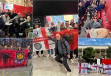 Foto/ Nga festa në sheshet e Tiranës te gjumi në shkallët e stadiumit, si e kthyen tifozët ndeshjen Shqipëri-Angli në një spektakël të Paharrueshëm