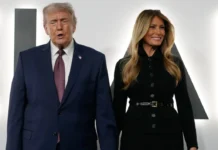 Video/ E veshur plotësisht me të zeza dhe dorë për dore me Trump, Melania shfaqet mahnitëse në premierën e filmit të saj