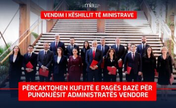 Kufiri i pagës bazë për administratën vendore shkon 57 mijë lekë