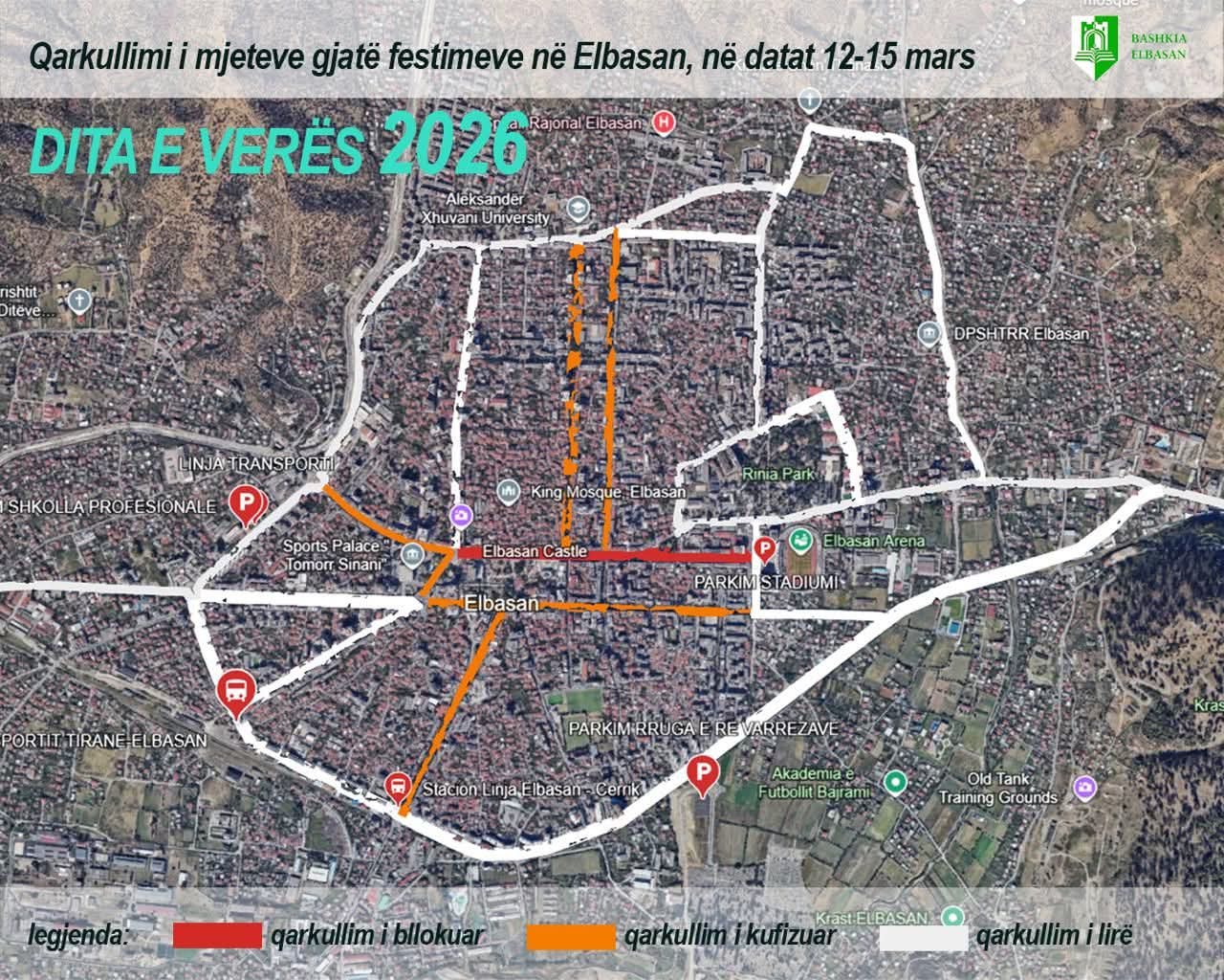 Kufizime të përkohshme të qarkullimit në Elbasan për festimet e Ditës së Verës