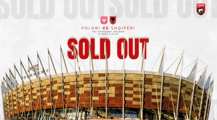 Në mbështetje të Kombëtares/ Poloni-Shqipëri, shiten të gjitha biletat për tifozët shqiptarë