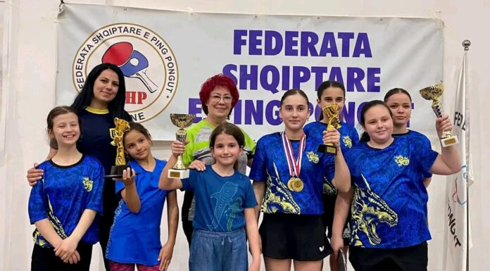 Elbasani shkëlqen në Vlorë: 4 kupa në Kampionatin Kombëtar të pingpongut për U-13 dhe U-19